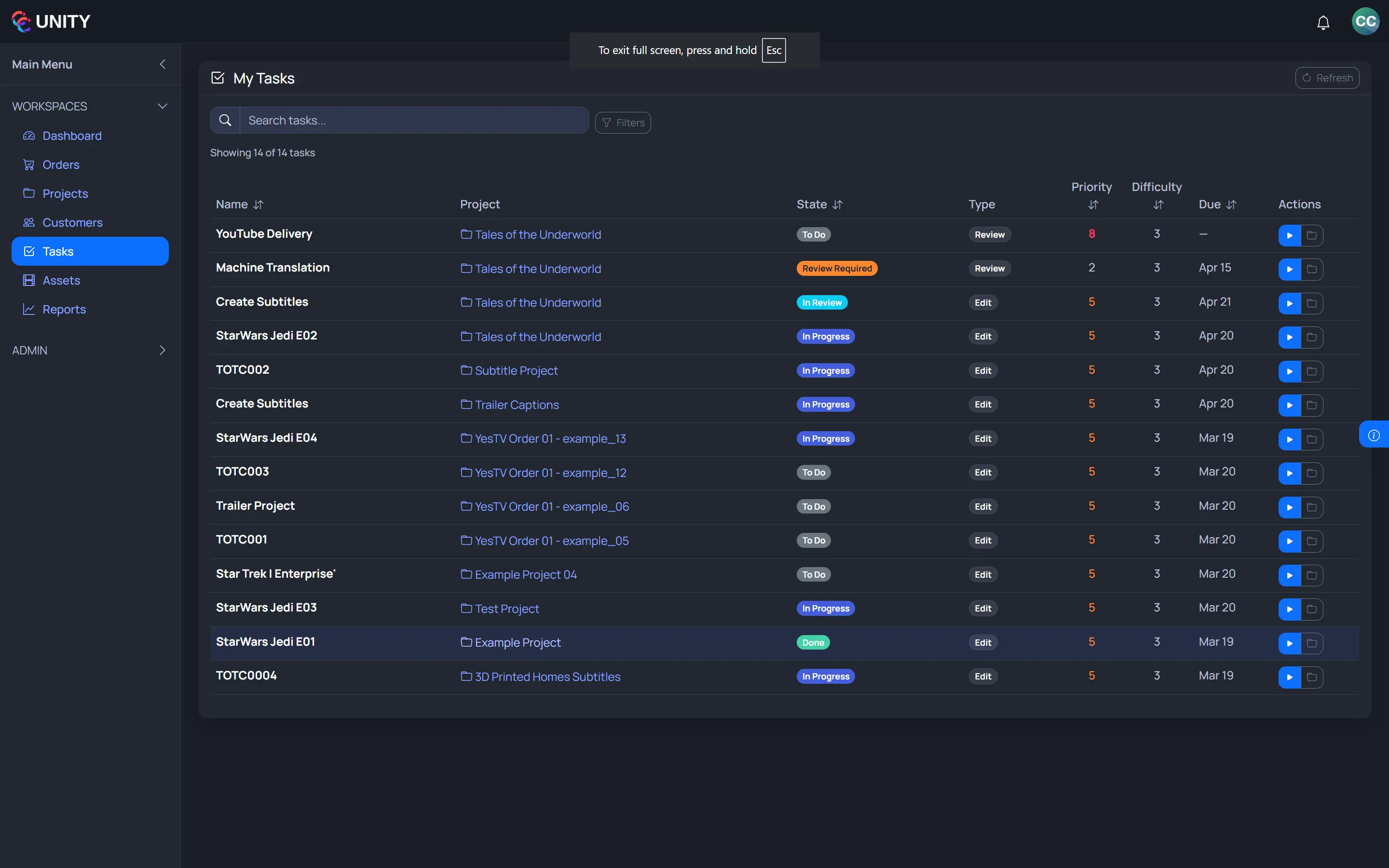 Unified Project Dashboard